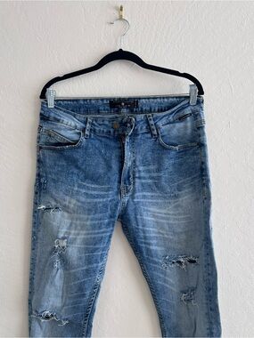 Zara Mens y2k Distressed Blue Jeans